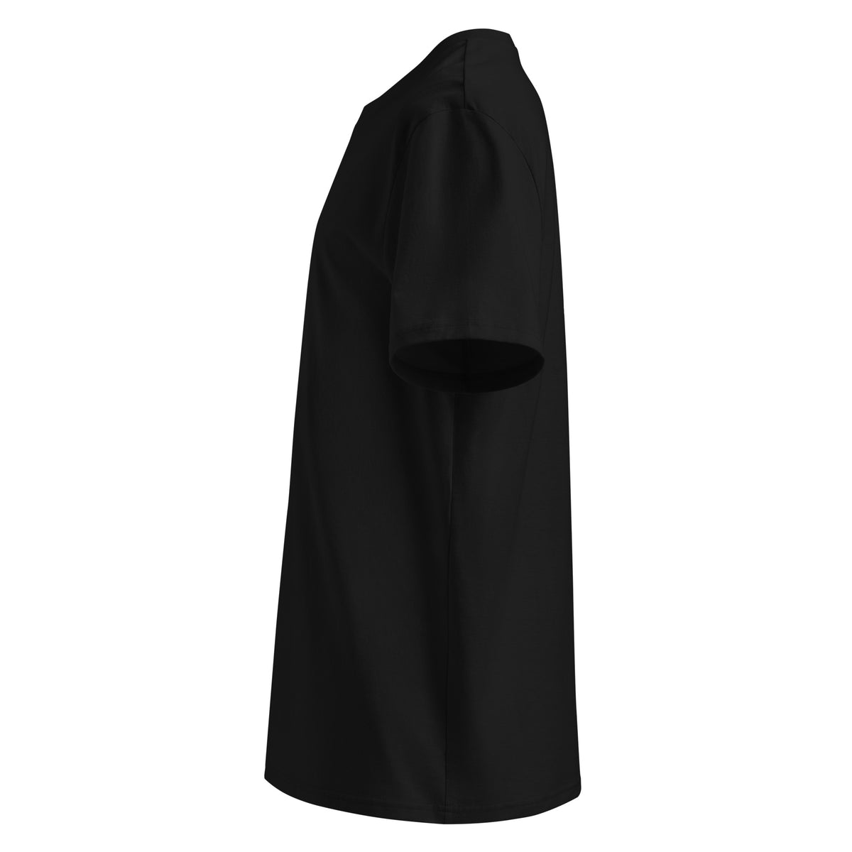 benpass – svart t-shirt, vänster sida